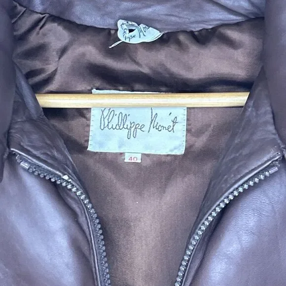 Wilsons Leather Brown Puffer Jacket Quilted Winter Coat Zip-Up Stand Collar - Picture 4 of 7